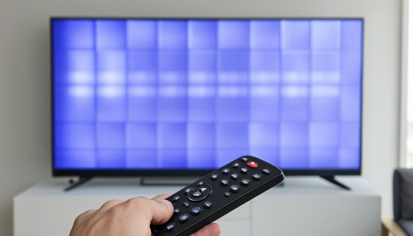 Guide TV EPG affiché sur écran de télévision avec la grille des programmes